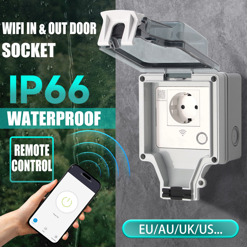 Outdoor Power Outlet Wifi - مقبس ذكي خارجي مقاوم للماء IP66