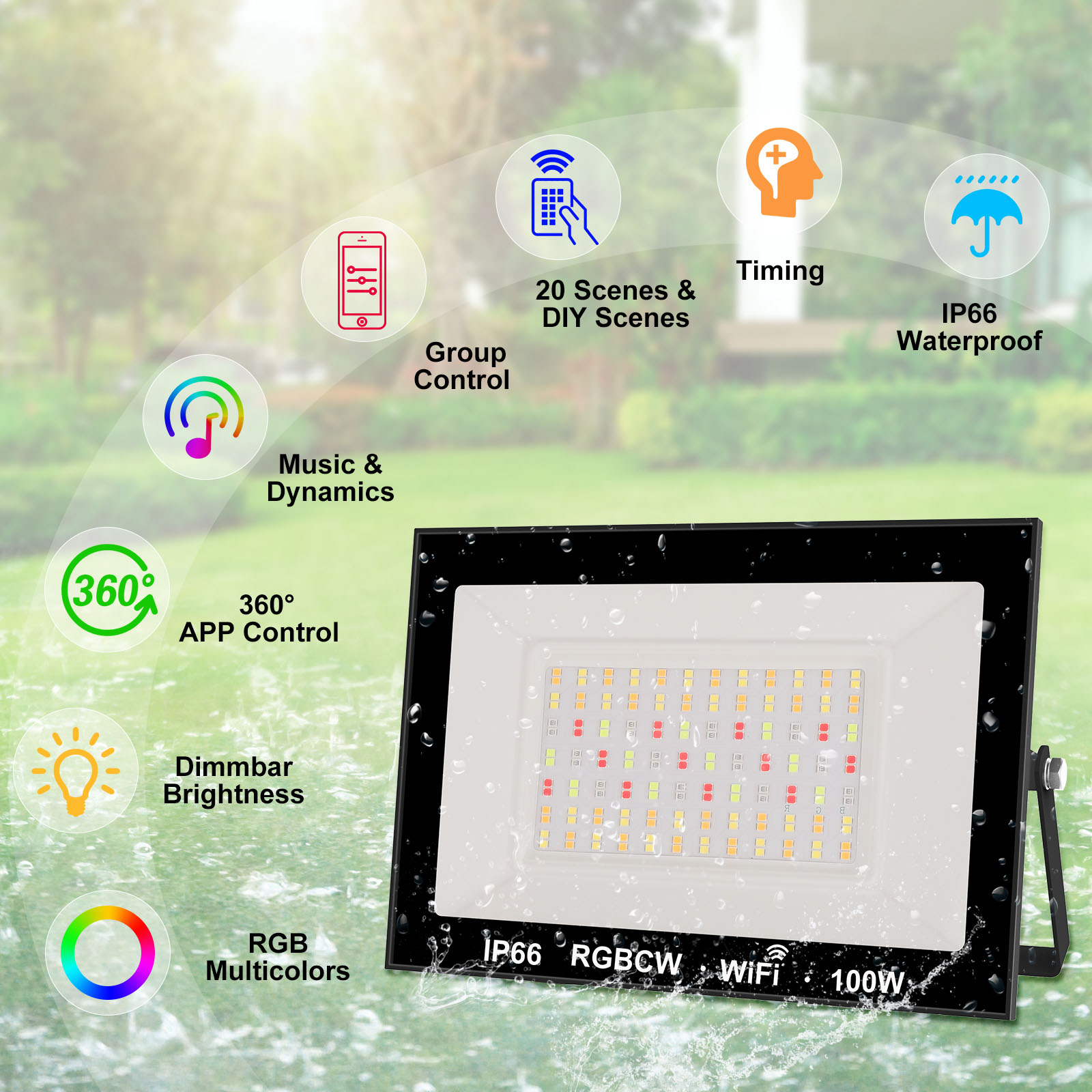 T-شروق الشمس 100 واط RGB الذكي - مراجعة Outdoor Power Outlet Wifi وسعره